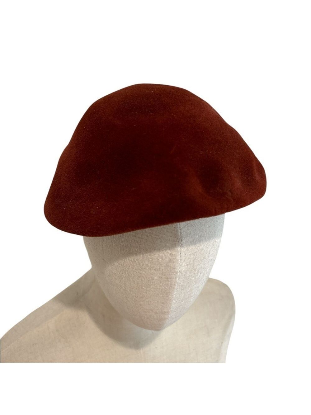 30s COPPER VELVETY SKULL CAP W BOW BACK ANTIQUE RETRO VIBE BY KATZ 6"W X 8"L